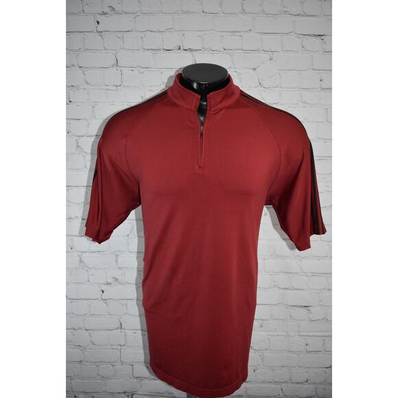 Adidas Golf Pullover Shirt 1/4 ZIP Men Size Large Performance Polyester Maroon - Picture 2 of 8